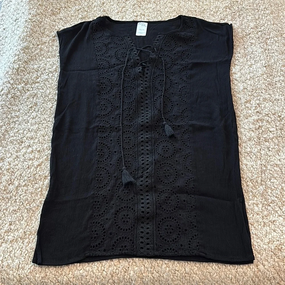 Kona Sol Sleeveless Swim CoverUp size small black